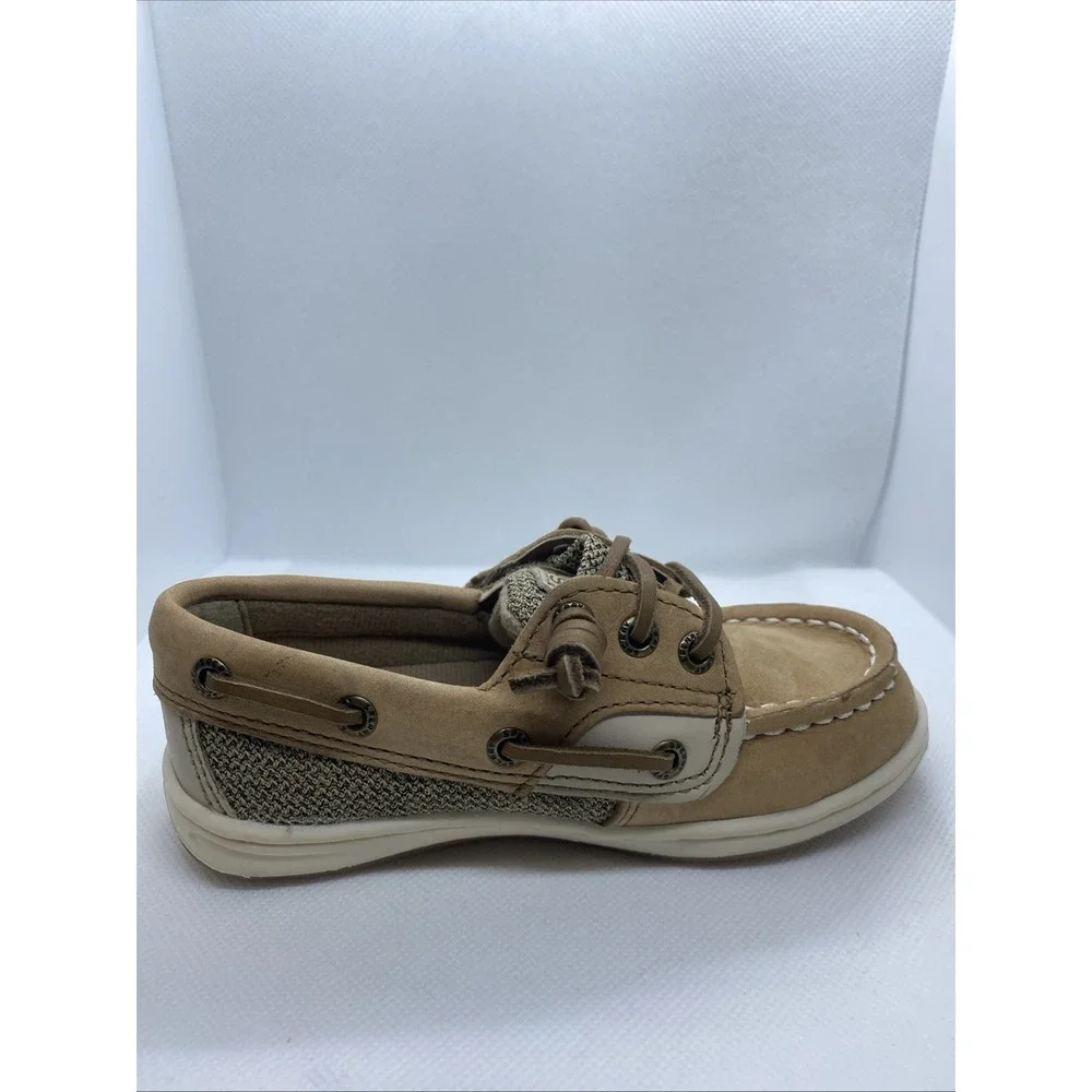 Sperry Top Sider Boat Shoes Girls Toddler Hook And Loop  8M Slip On Tan